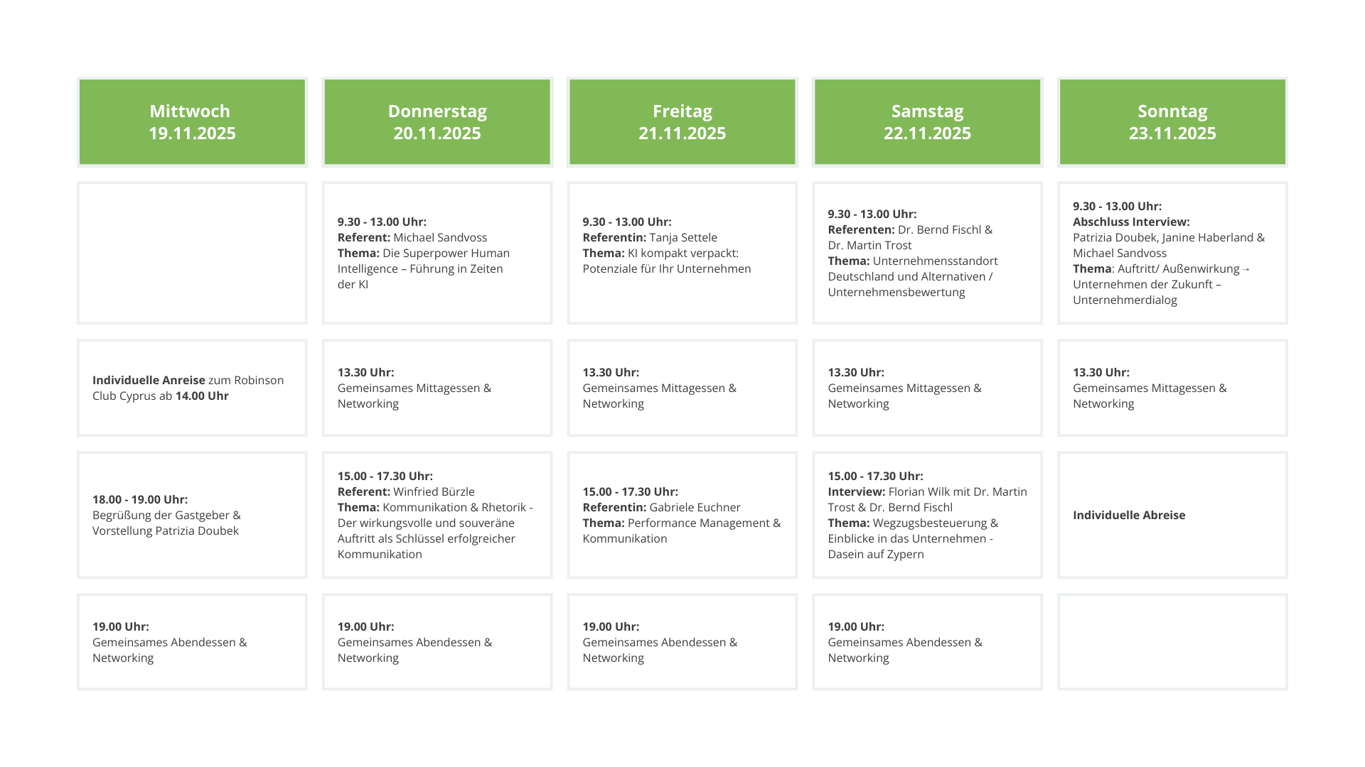 Programmübersicht Unternehmertage 2025