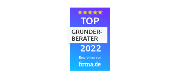 TOP Gründer-Berater 2022; empfohlen von firma.de